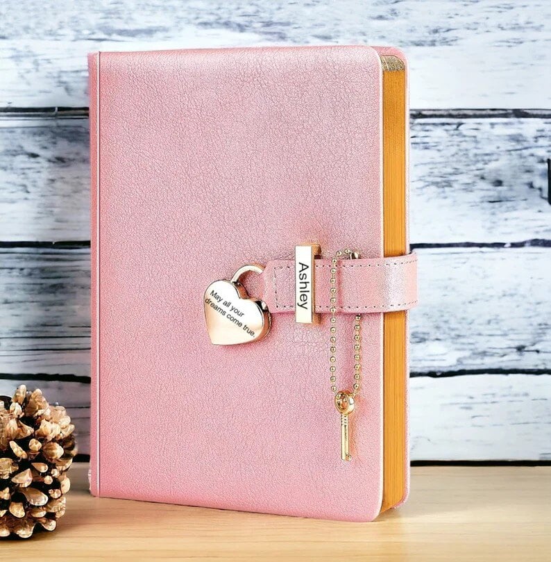 A prink diary with heart lock and tiny key