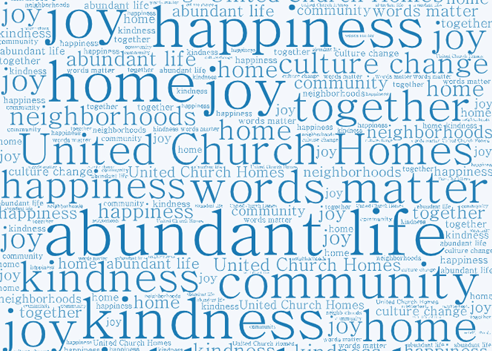 word cloud with United Church Homes language